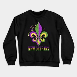 Distressed New Orleans Fleur De Lis long Crewneck Sweatshirt